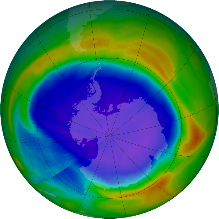 Antarctic ozone map for 18 September 1999